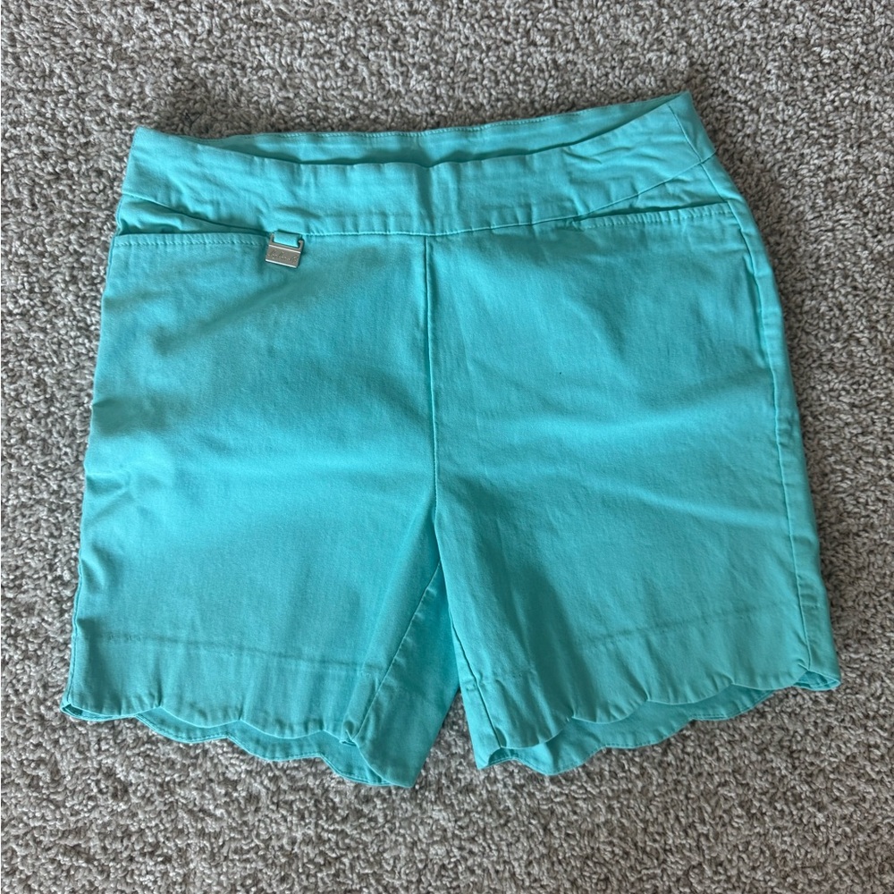 Lulu-B Turquoise Scalloped Hem Shorts